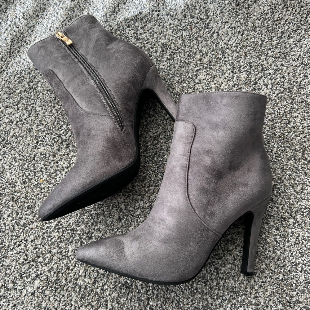 NWB! Suede Gray Ankle Boots - Booties